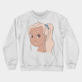 Blonde Girl with Blue Scrunchie Crewneck Sweatshirt